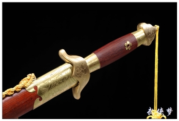 红花梨木款元宝太极剑|花纹钢|太极剑