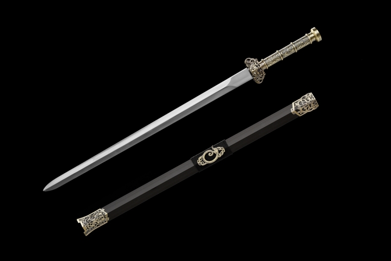 汉剑,汉剑图片,龙泉正则刀剑,青铜色饕餮镂空汉剑|不锈钢